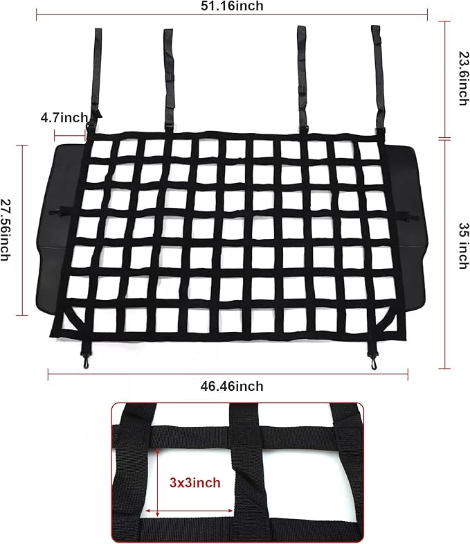 G Dog Barrier Rear Cargo Net Compatible with Jeep Wrangler Accessories JK JL Unlimited Sahara 4-Door 2007-2025, Safety Mesh Pet Divider for Medium, Large Pets, Easy to Install