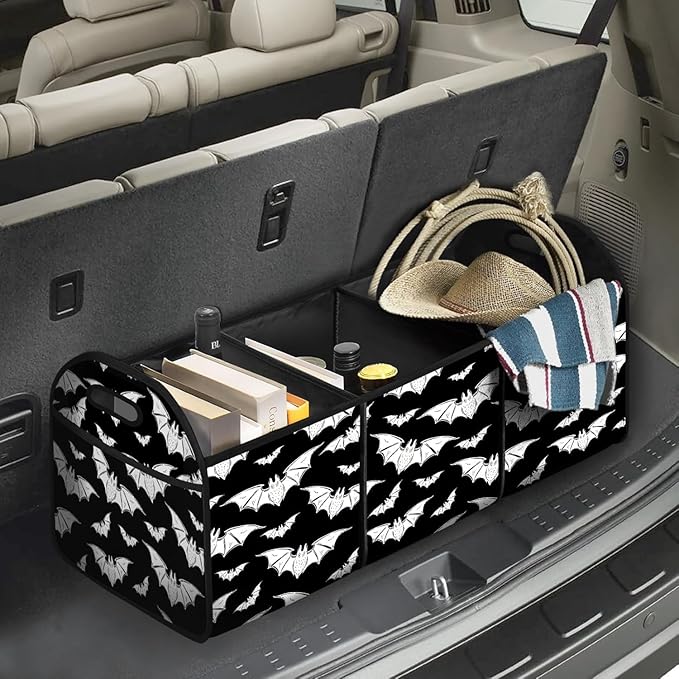 Halloween Bat Car Trunk Organizer Storage Box Collapsible Non-Slip Automotive Organizer Vehicle Organization
