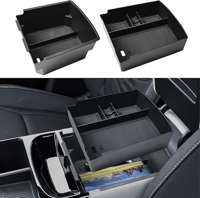 EDBETOS Double-Layer Center Console Organizer for 2025 2026 Hyundai Tucson Including (Gas:Limited), (Hybrid: Blue/SEL Convenience/N Line) and (Plug-in Hybrid: Limited/SEL), Fits Electronic Shift Only