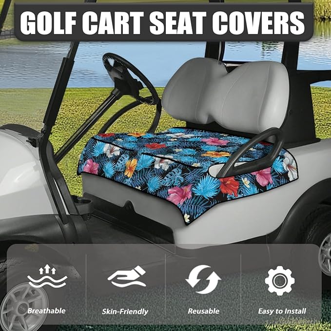 Universal Golf Cart Seat Cover with 4 Pockets Soft Golf Cart Seat Towel Blanket Fits 2-Seat Golf Carts