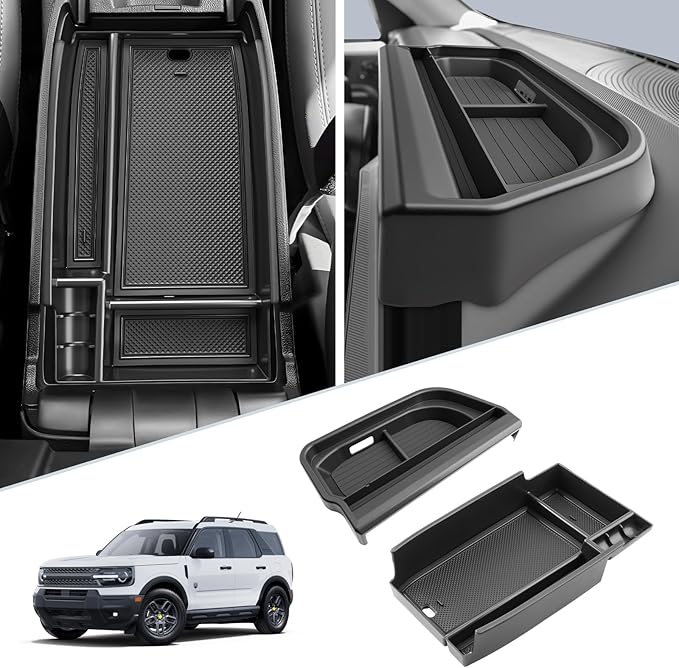 SKTU 2PCS for 2025 2026 Ford Bronco Sport Center Console Organizer for 2025 2026 Ford Bronco Sport Dashboard Organizer 2025 2026 Bronco Sport Console Tray Ford Bronco Sport 2025 2026 Accessories Tray