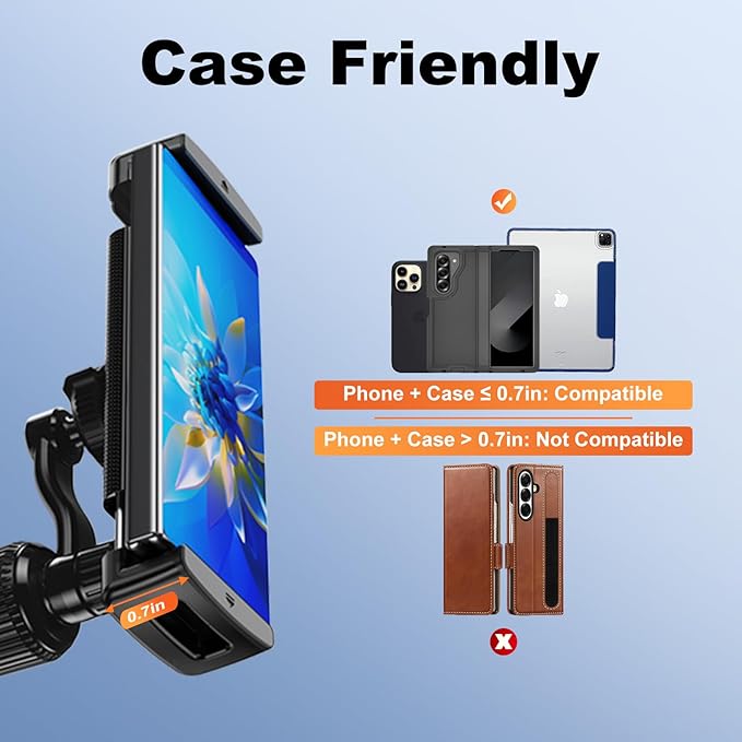 Z Fold 7 6 5 4 3 2 Car Mount, No Block Vent & Grip Firmly Z Fold 6 Accessories, Broad Compatible for Galaxy Z Fold iPad mini iPhone 16 15 14 13 12 Pro Max Samsung S25 Ultra