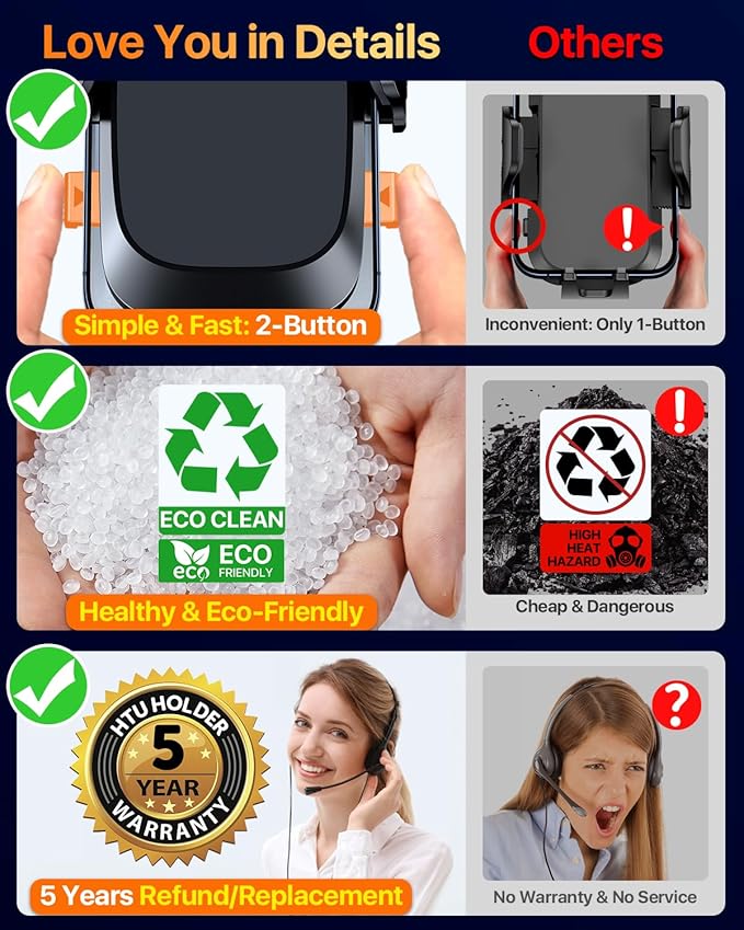 2026 Ultimate Best【True Military-Grade & Safety Cert】Car Phone Holder【Upgraded 360 Rotation & 100+LBS Strongest Suction】5-in-1 Truck Windshield Dashboard Vent Mount Stand for iPhone Android,Deep Black
