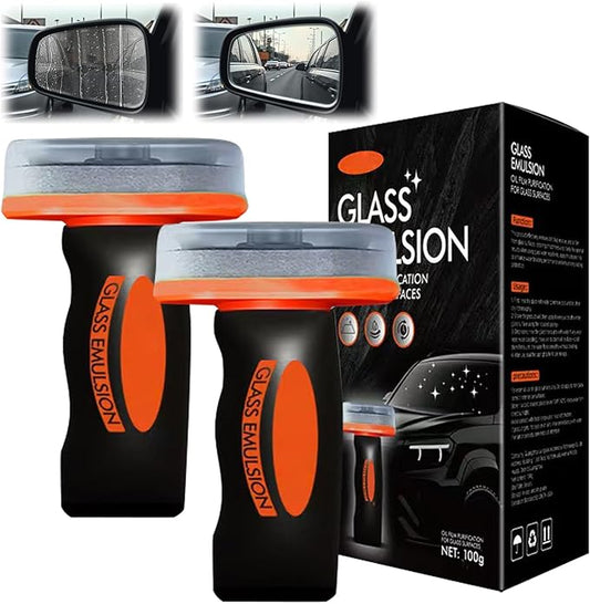 2PCS Glass Emulsion Cleaner, Car Oil Film Cleaner, Handle Oil Film Remover&Windshield Cleaner For Cars Window, Universal Anti-Rain Fog Brush Oil Film Remover for Car Windshields and Windows(100g)