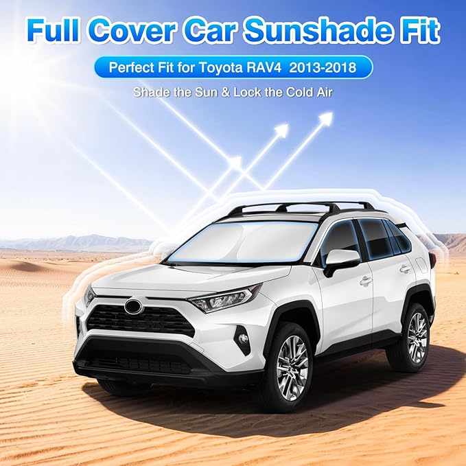 T TGBROS Windshield Sun Shade for Toyota RAV4 2013-2016 2017 2018 Car Window Shades Thicken UV Block and Blackout Privacy Foldable Sunshades 8PCS Accessories Keep Cool Sun Visor Covers