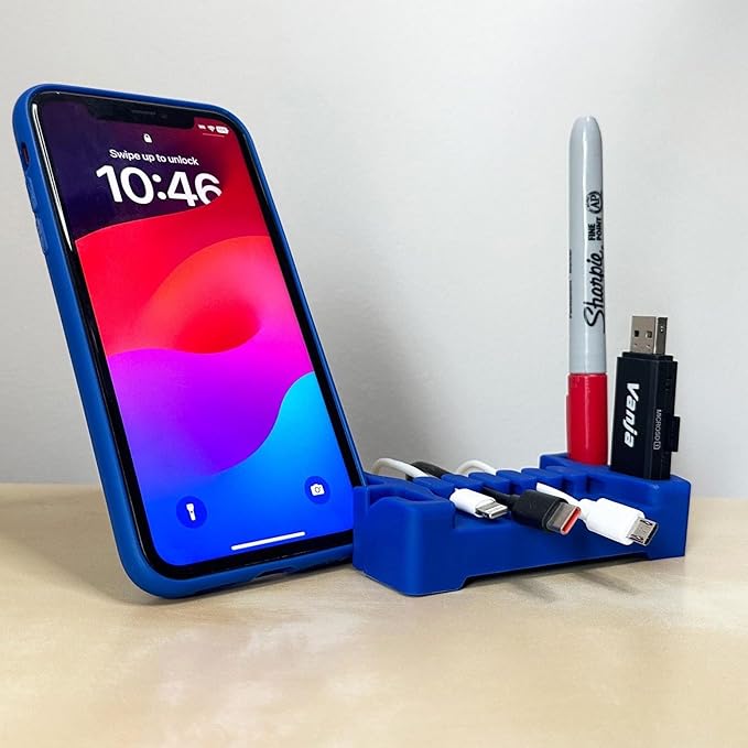 DeskBrick Silicone + Steel-Weighted Cord Holder for Desk. Weighted Cord Organizer & Cable Management for Desktop. Useful Phone Accessory & Cable Holder for Office, Home. No Adhesive. Aqua