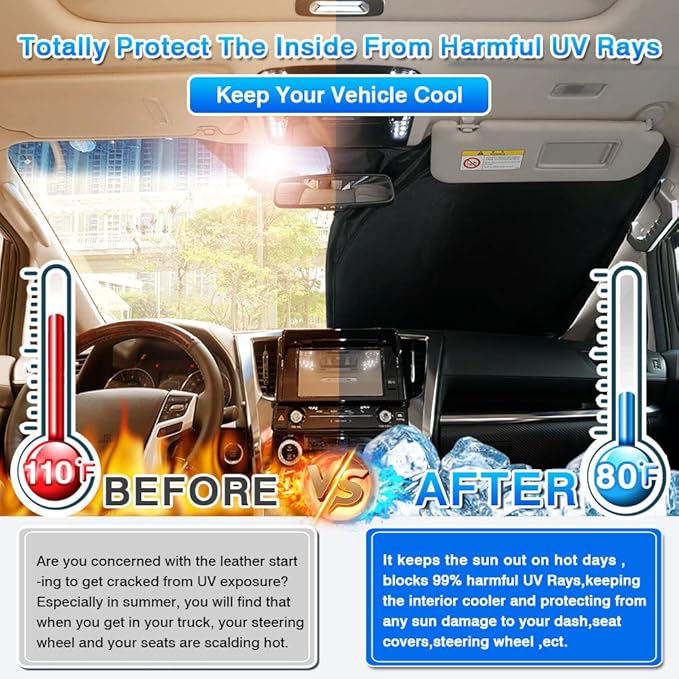 T TGBROS Custom Fit Windshield Sunshade for BMW X7 2019-2023 2024 Window Sun Shade Foldable Sun Shield Upgrade Reflective Polyester Cover
