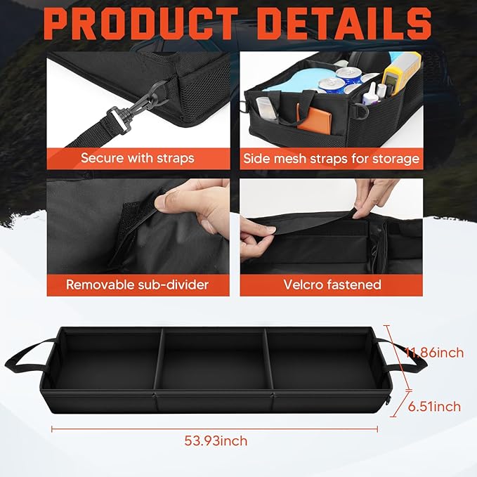 Under Seat Storage - Truck Underseat Tool Box Organizer with 3 Removable Dividers for 2015-2025 2026 Ford F150 SuperCrew Cab & Crew Cab 2017-2024 F250 F350 F450 F550 Super Duty Under bench Storage