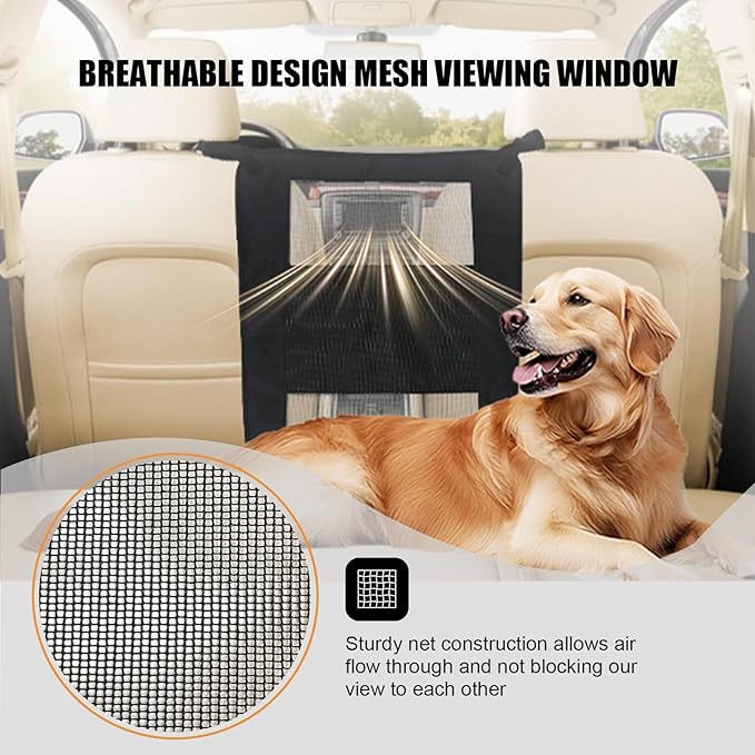 Universal Dog Car Barrier,Dog Net for Car Divider,Pet Barrier with Mesh Organizer for Cars,SUVs & Trucks,22"×18", Breathable & Easy to Install