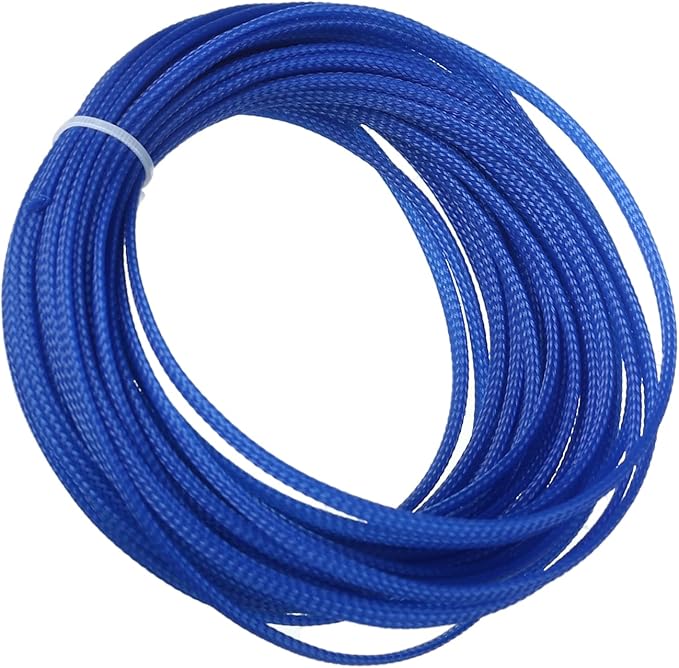 Aicosineg 32.81ft PET Flexible Braided Cable Sleeve 0.16inch Width Wire Loom Sleeving and Organizer Flexible Wire Mesh Sleeve Wrap Protector for TV Audio PC Cords from Pets Chewing Blue