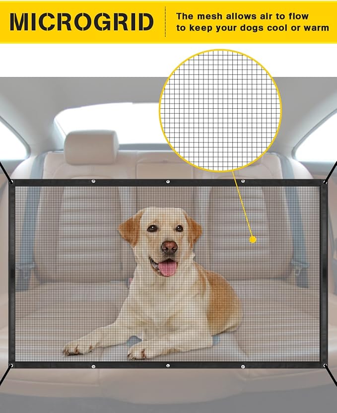 YONGMING SUV Dog Barrier Visible Car Divider for Dogs Easy to Clean Dog Car Accessories Pet Mesh Front Seat Net Universal for SUV,Truck,Vehicle,Automobile