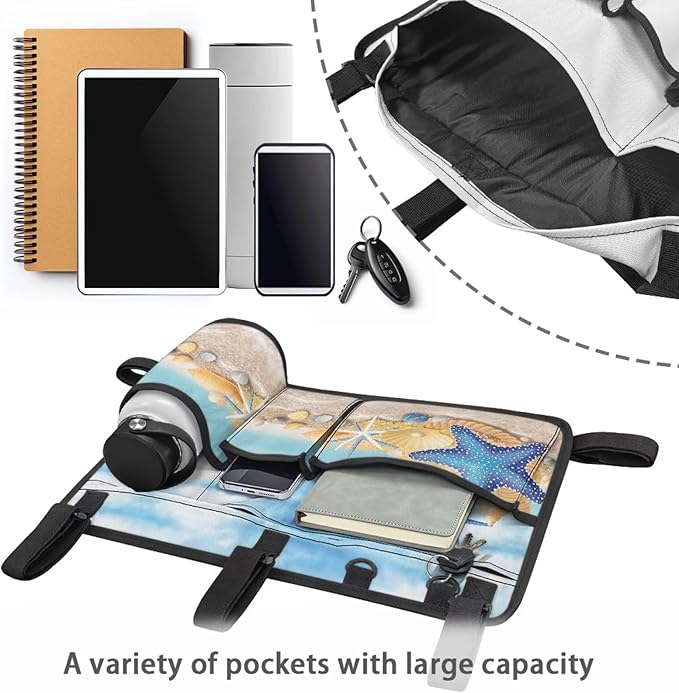Golf Cart Storage Bag Non-Slip Golf Cart Rear Seat Organizer with 4 Pocket for Ezgo Yamaha Club Car and Other 2-Seat Golfs Carts