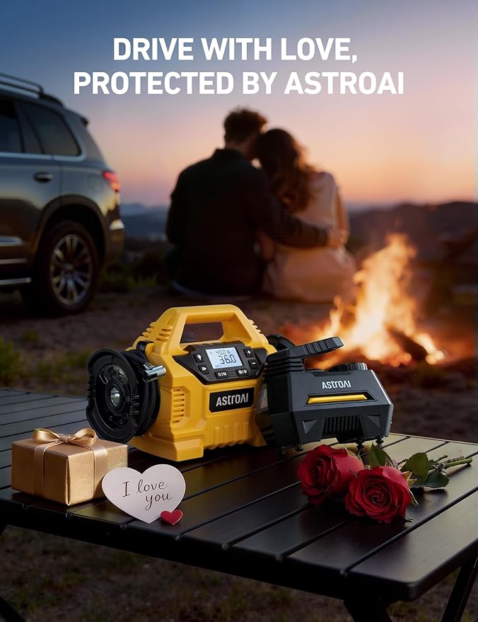 AstroAI Cordless Tire Inflator Portable Air Compressor for Car 160PSI with HD Screen, 3 Power Sources & Dual Powerful Motors, Heavy Duty Air Pump Inflation/Deflation father day gifts