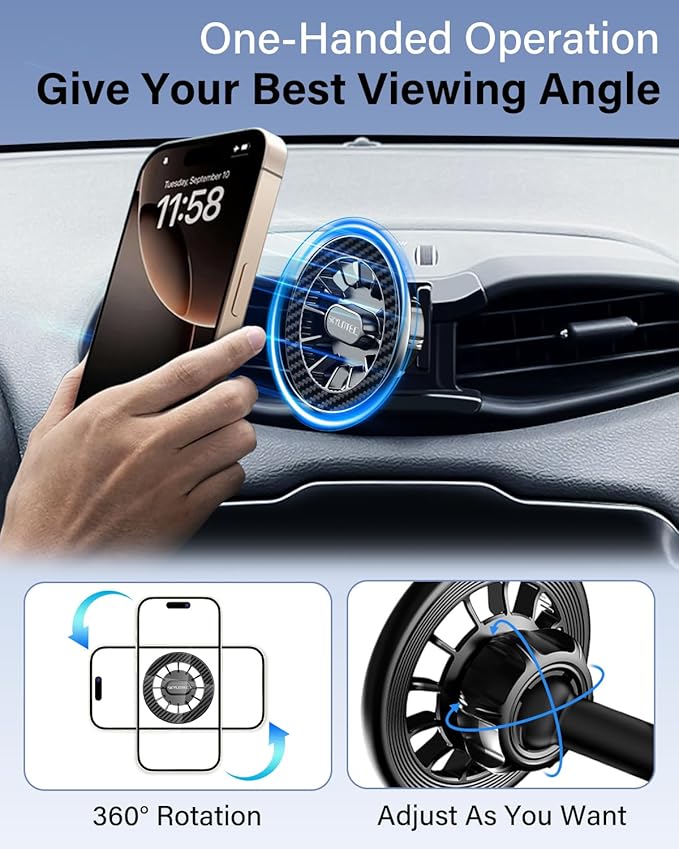 Car Phone Holder for Toyota Tundra 2007 2008-2013/Sequoia 2008-2012 2013 2014 2015 2016 2017 Accessories Automobile Cradles Magnetic Phone Mount Compatible with MagSafe, Strong Magnets Cell Phone Base