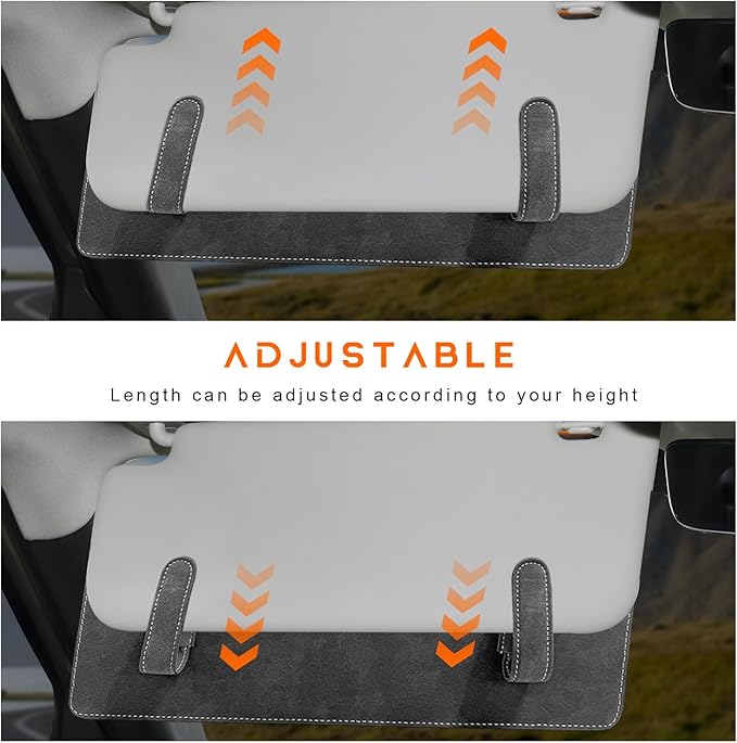 2 PCS Sun Visor Extender for Car, Anti-Glare Sunvisor Extension Shade Attachment for Safe Driving, Clip-On Sun Blocker Sunshade Extender Protect Driver Passenger from UV Rays (Dark Gray)