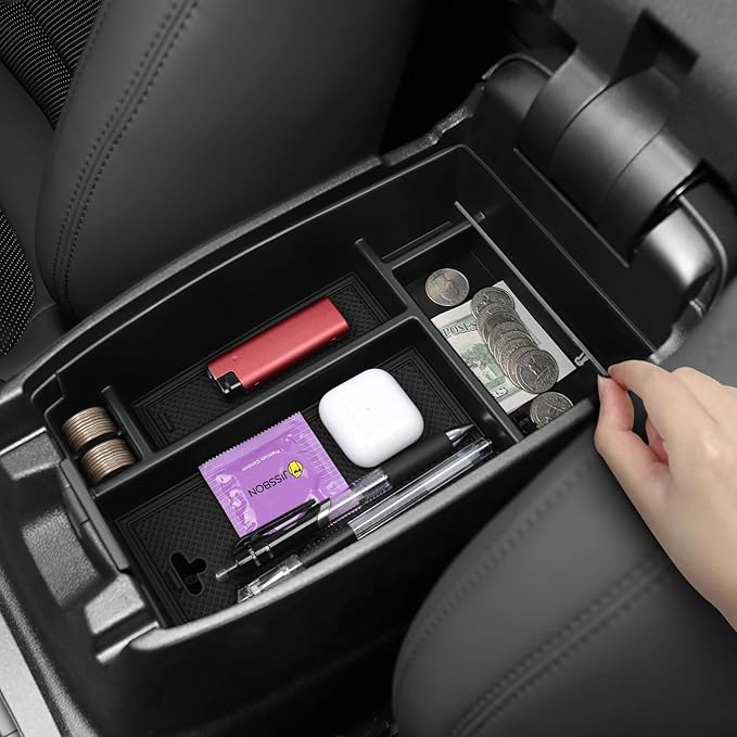 Center Console Organizer for Ford Escape 2020-2025 2026 / Bronco Sport 2021-2025 2026 Accessories Storage Box Armrest Secondary Insert Tray with Anti-Slip Mat