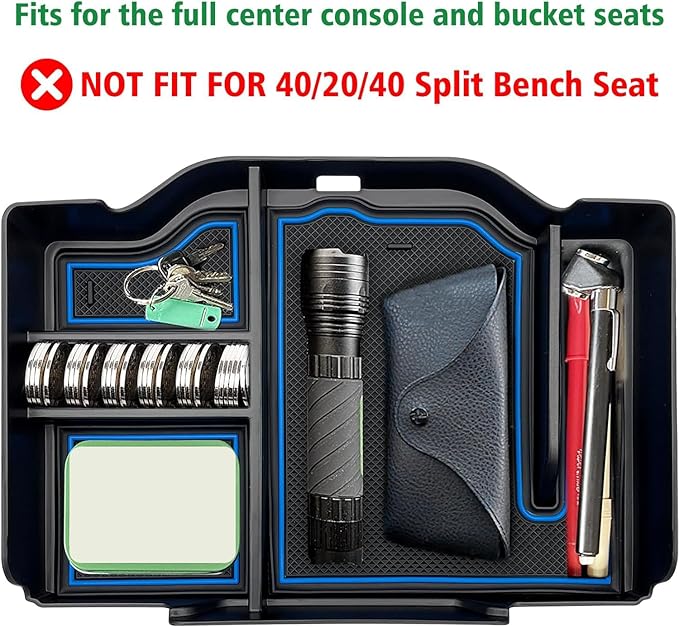 Center Console Organizer fit for Dodge RAM 1500 2500 3500 2025 2024 2023 2022 2021 2020 2019 Accessories Interior Storage Box Armrest Storage Tray (Blue) NOT FIT for 40/20/40 Split Bench Seat
