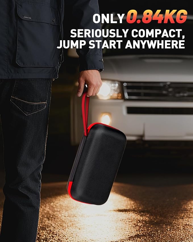Battery Jumper Starter Portable, 4000A 4 in 1 Function Jump Starter Up to 7.5L Gas & 5.0L Diesel Engines 12V Jump Box for Car Battery with Smart Jumper Cables and LED Flashlight