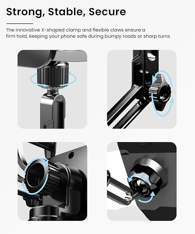 Rear View Mirror Phone Holder – Solid Metal Arm Car Phone Mount, Universal Fit for iPhone & Android, Foldable 360° Rotation Clip, Sleek Hands-Free Design Stable Mount for Navigation & Calls