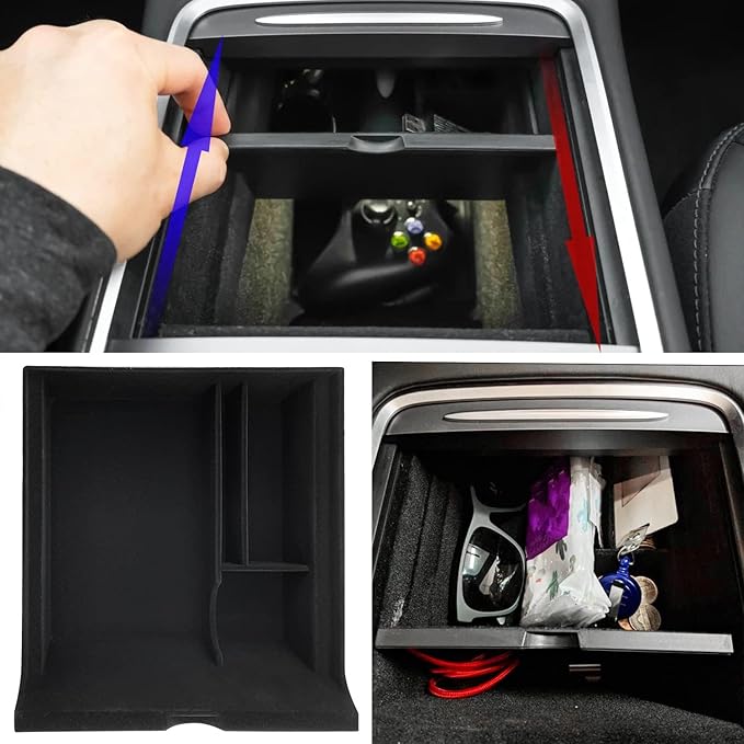 JOJOMARK Center Console Organizer Tray fits for Tesla Model 3/Y Accessories 2020 2021 2022 2023（Fit Tesla Model 3/Y cover close by sliding）