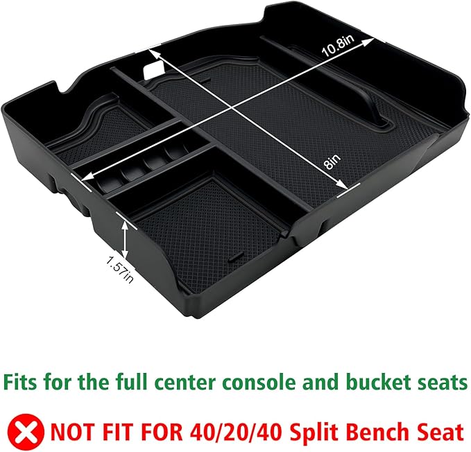 Center Console Organizer fit for Dodge RAM 1500 2500 3500 2025 2024 2023 2022 2021 2020 2019 Accessories Interior Storage Box Armrest Storage Tray (Black) NOT FIT FOR 40/20/40 Split Bench Seat.