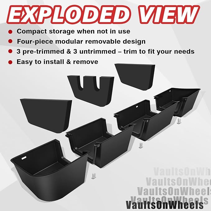 VaultsOnWheels Under Seat Storage Box Fit for Ford F150 2015-2026 SuperCrew/Crew Cab & F250 F350 F450 2017-2026 SuperDuty Accessories, Console Organizer Truck Tool Box Detachable Underseat Organizer