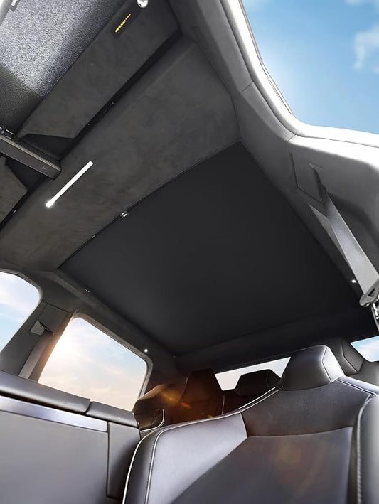 2025 Upgraded Tesla Cybertruck Sunshade Roof – Foldable Glass Sun Shade, Nano Ice-Crystal Cooling, UV Block, No-Gap, Heat Insulation, Custom Fit Cybertruck Interior, Accessories for 2023-2025