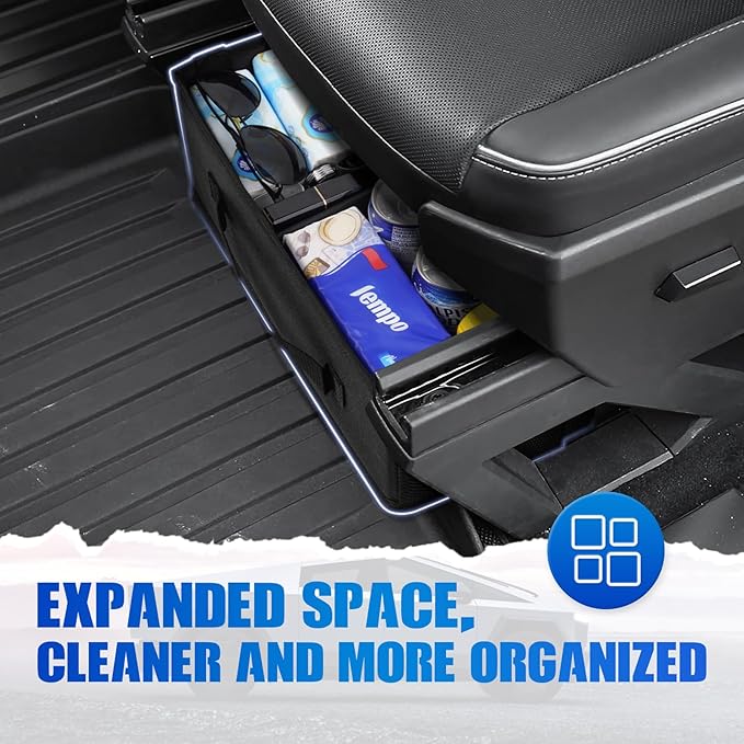 Cybertruck 1st Row Under Seat Front Storage Box 2PCS - Truck Under Seat Tool Box for 2024 Tesla Cybertruck with Removable Dividers, 600D Oxford Cloth, Cybertruck accessories Mesh Organizer