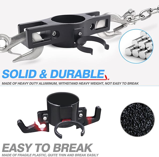 MICTUNING Heavy Duty Trailer Towing Organizer Powder Coating, Aluminum Chain Holder, 7 Way Plug Cover, a Lanyard with Aluminum Ferrule, Durable, Anti-Rust, Upgraded Design