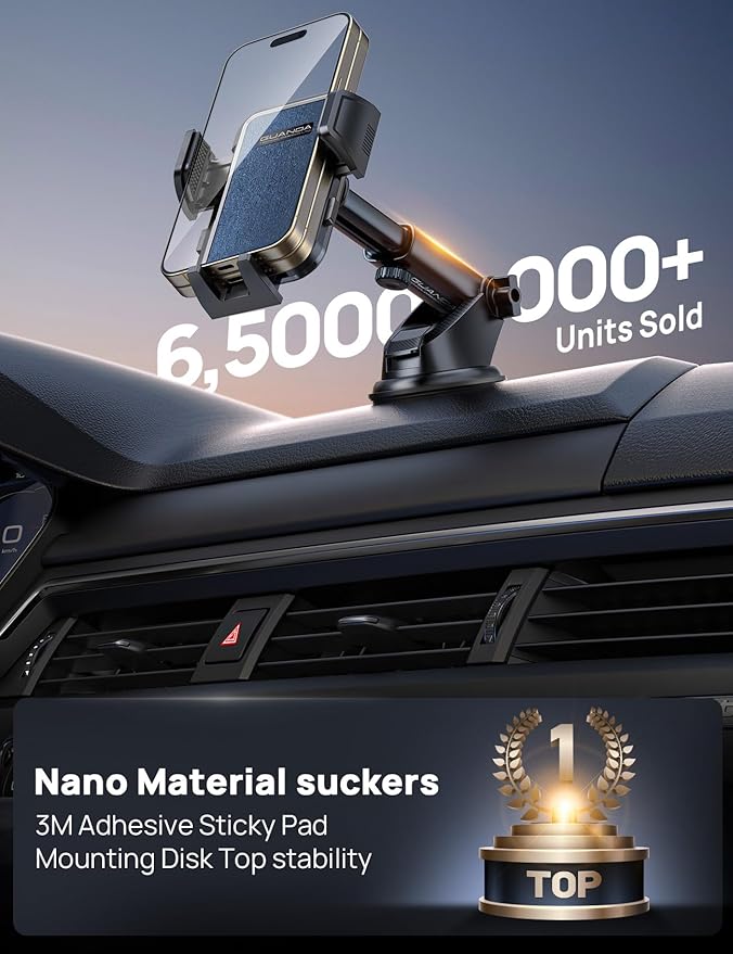 Car Phone Holder Mount [Military Grade Stable], 360° Rotatable Suction Cup Car Phone Mount for Dashboard Windshield ,Truck Cradle Stand for iPhone 17 16 15 Pro Max Samsung All Phone-2026 Upgraded