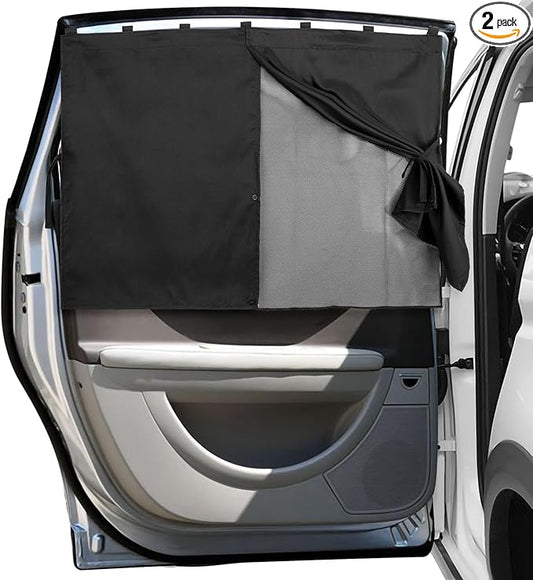 Car Window Shades for Large Windows, Magnetic Car Sun Shade for Baby, Blackout/See Through Option, Back Side Window Covers, Auto Window Curtains for SUV