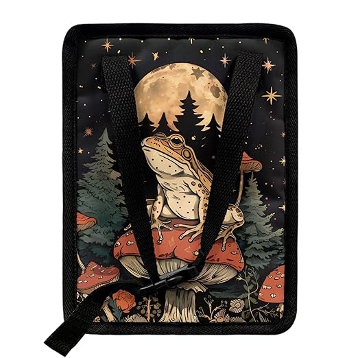 Talayituse Frog Mushroom Print Car Trash Can, Moon Star Design Portable Auto Garbage Bin Multifunctional Vehicle Interior Accessories with Adjustable Straps Universal Fit Truck SUV Sedan