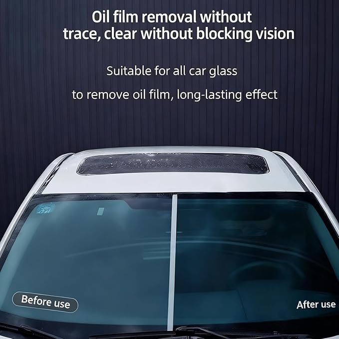 Clear Vision Windshield Cleaner, ClearVision Car Glass Cleaner, Automotive Oil Film Cleaning Brush for Car Windows, Improves Glass Clarity and Visibility(2Pcs)