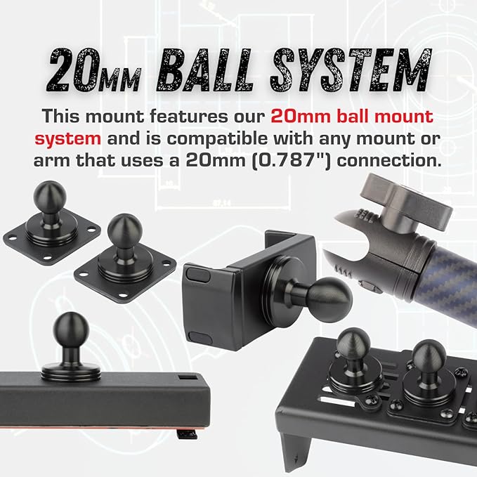 Bulletpoint Metal Dash Mount Phone Holder Compatible with 2015-2020 Ford F150 & 2017-2022 F250/F350 Super Duty - Dual 20mm Ball Dash F150 Phone Mount (Spring-Loaded)