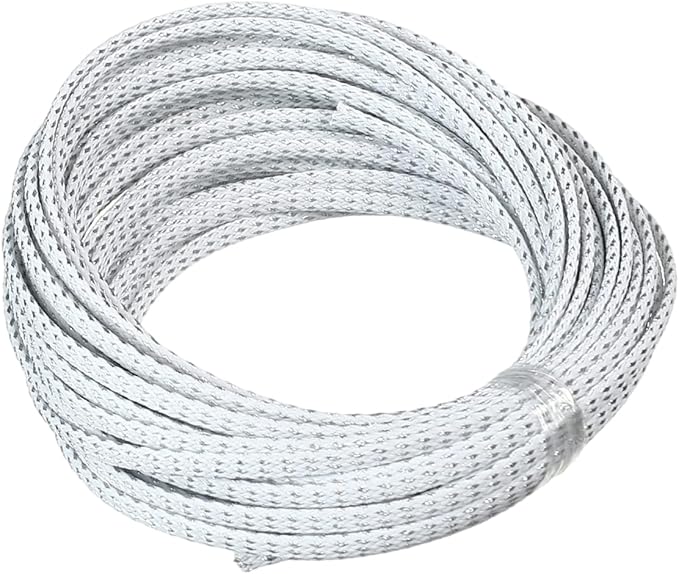 Aicosineg Cable Sleeve Braided Sleeving PET Wire Loom Tubing Cable 32.81ft-1/6inches Wrap Protector for HiFi Audio and Video Headphone Cable Protect Wires from Chewing of Pets Silver