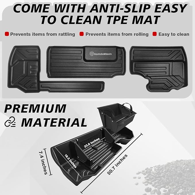 VaultsOnWheels Under Seat Storage Box Fit for 2019-2026 Chevy Silverado 1500/2500/3500HD (Not for Rear Kicker Subwoofer), Console Organizer Truck Tool Box Detachable Underseat Organizer w/TPE Mats