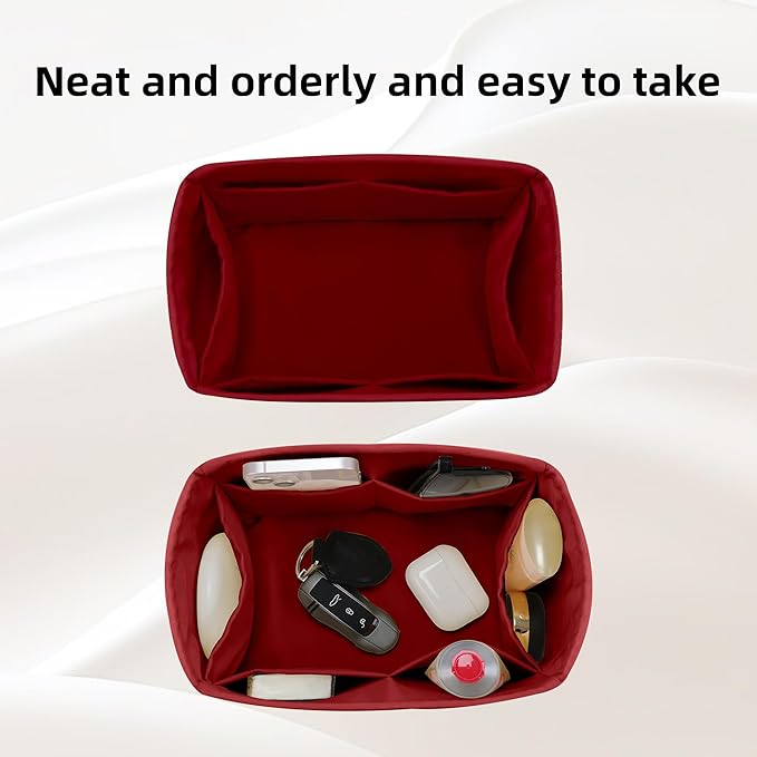 DGAZ Silk Purse Organizer Insert Fits LV Speedy 16/20/25/30/35/45 bags，Silky Smooth Bag Organizer，Luxury Handbag & Tote Shaper（Wine Red，SP35）