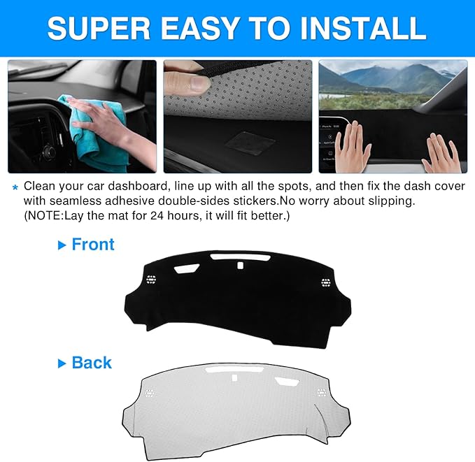 Autorder Dashboard Cover Mat for Chevy Chevrolet Equinox EV 2024 2025 2026 Accessories Dash Cover Upgrade Velvet Dash Mat Sunshade Glare UV Rays Protector