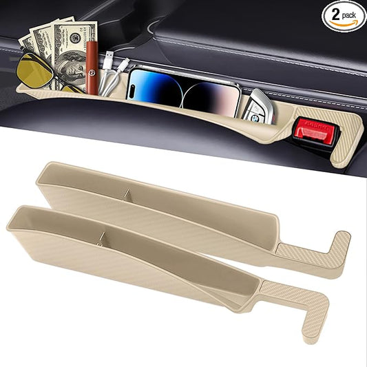Car Seat Gap Filler Organizer, 2 Pack Car Front Seat Organizer Universal Fit Car SUV Truck, Auto Console Side Storage Box for Holding Phone, Glasses, Car Interior Accessories for Women Men