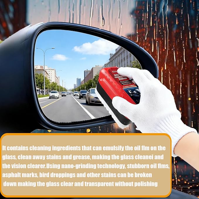 Clear Vision Windshield Cleaner Clearvision Glass Cleaner Clear Vision Glass Cleaner Automotive Oil Film Cleaning Brush Windshield Oil Film Remover Improving Windshield Clarity & Visibility