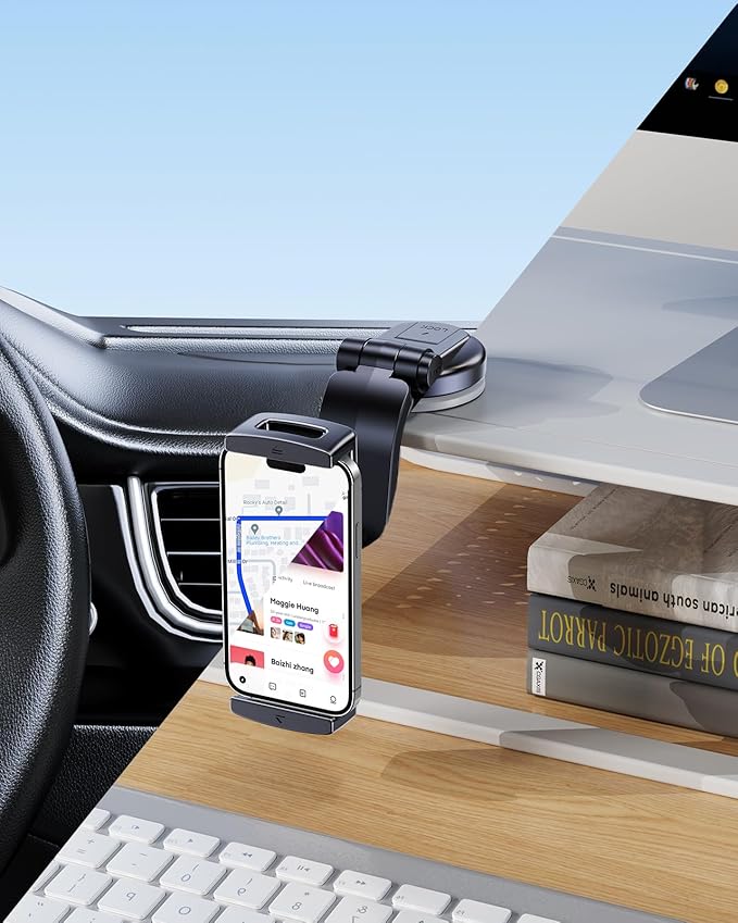 Car Dash Phone Mount, [180° Adjustable Arm] Z Fold 7 6 5 4 3 2 Accessories for Dashboard Windshield, 360° Rotatable Car Mount for iPhone 16 15 14 13 Pro Max Plus Mini S25 Ultra Motorola TCL