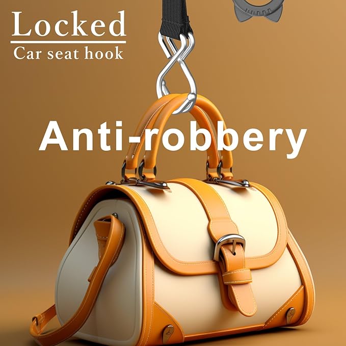 Purse Hook/Holder for Car, Car Seat Hooks for Headrest, Car Bag Hooks, Headrest Hooks for Car, 2 S-Shaped Heavy-Duty Metal Hooks, Safe and Anti Robbery, 2 Packs.