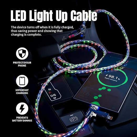 Travel Essentials,Dual Type-C 4 in 1 Multi Charging Cable, 3 FT Universal Charging Cables for All Devices, 2 USB-C/Lightning/Micro USB Port, Compatible with iPhone 17 16/15 Series/Phone/Tablet,66W