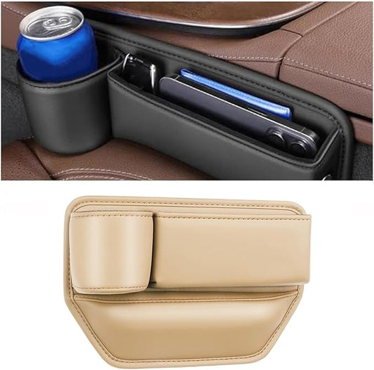 Car Seats Gap Organizer Storage Box for M&azda CX-5 2022-2025 Car Leather Cup Holder Gap Bag Seats Gap Filler Organizer Interior Accessory,Beige-Left