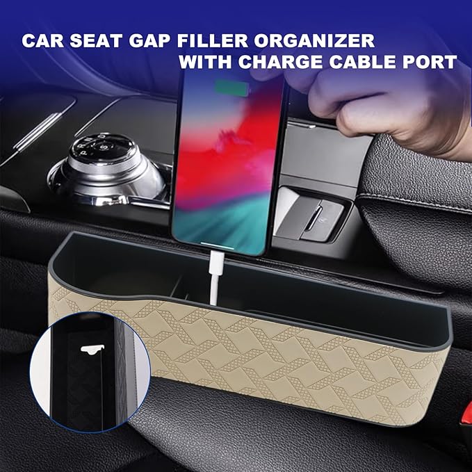 Car Seat Gap Filler Organizer, 2 Pack Seat Gap Storage Box, Leather Cup Holder Gap Bag for Console Car Organizers and Storage, Car Gap Filler Organizer for Phones, Sunglasses, Keys and Cards