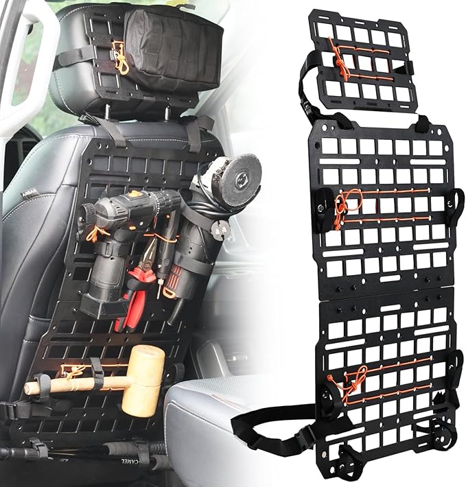 Trumgeta Rigid MOLLE Panel Seat Back & Headrest MOLLE Panel For Truck Pickup Vehicles Universal Truck Seat Back Organizer