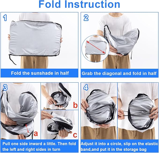 Car Windshield Sun Shade for Honda CR-V 2017-2022, Premium 310T Reflective Polyester UV Blocker, Lightweight Foldable Sun Visor with Storage Pouch