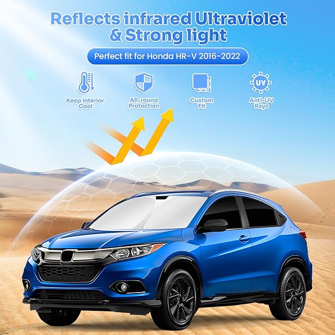 Canvcle Window Shades for Honda HRV 2016-2022 HR-V Accessories Windshield Sun Shade Side Rear Window Cover Sunshade Sun Visor Shield Privacy Protection for Camping Keep Vehicle Cool Black 6PCS