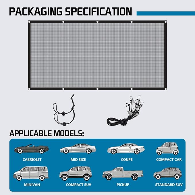 Car Dog Barrier Net,Dog Car Divider with Adjustable Ropes and Hooks One-Piece Design Mesh Fence Universal for Most Cars, SUVs, Pickups, Trucks and Vans (45x21 Inches)