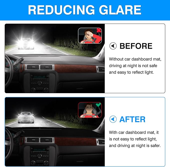 Autorder Dashboard Cover Mat for 2007-2013 Chevy Silverado Sierra,2007-2014 Chevy Tahoe Suburban Denali Avalanche&GMC Yukon/XL Without Dash Speaker&Only One Glove Box Accessories Velvet Dash Cover